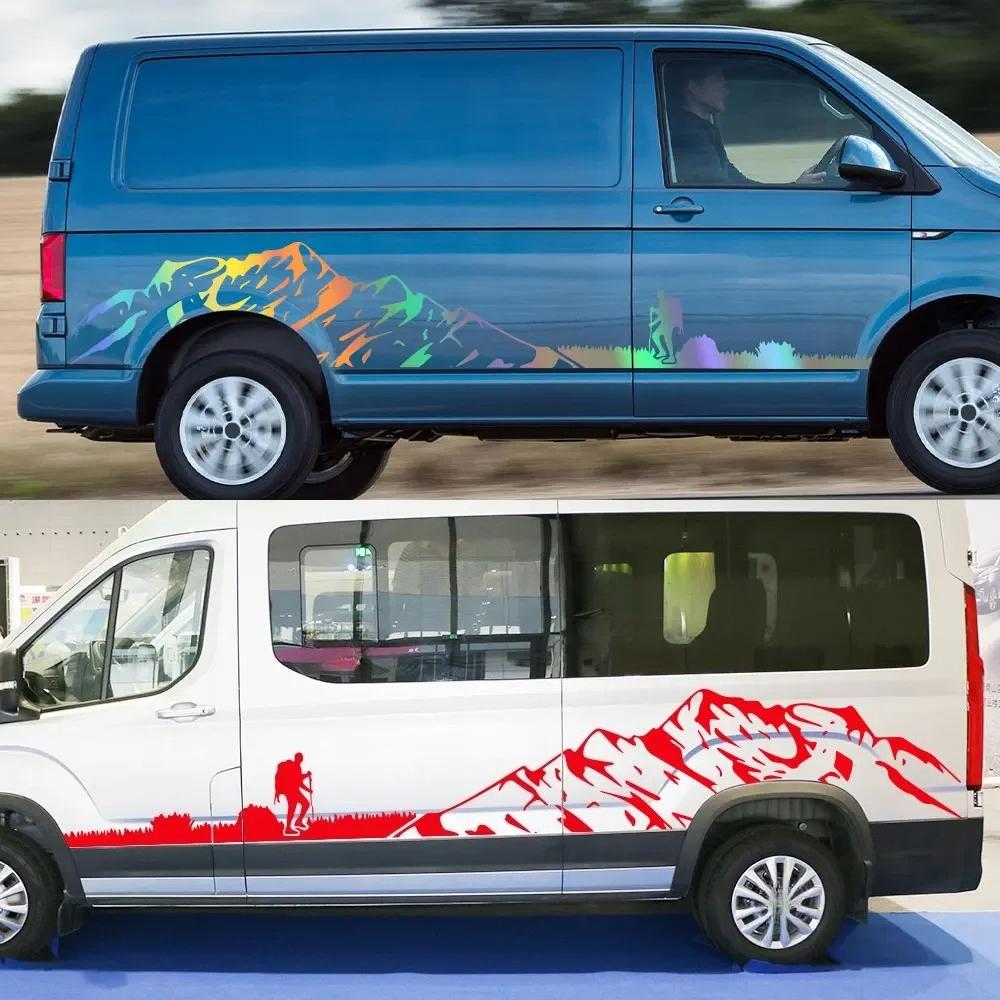 Van Stickers For Volkswagen VW Transporter T6 Camper Car Graphics Mountain Climb Camping Styling Decals Auto Tuning Accessories
