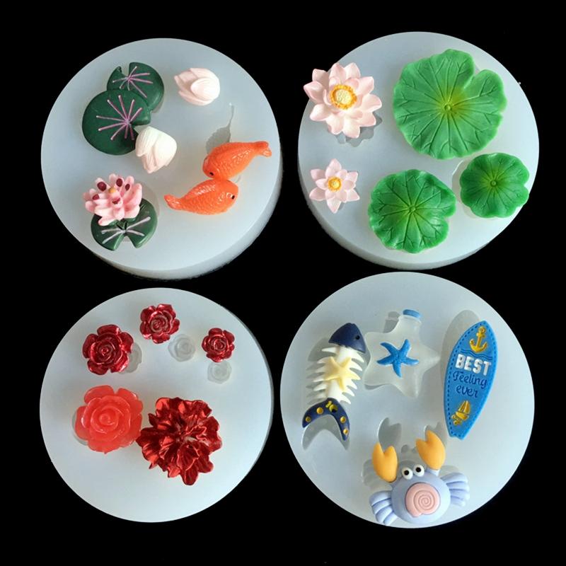 Lotus Leaf & Petal Silicone Mold Fish Bottle Epoxy Casting Mold Crystal Epoxy Mould Material Handmade Clay Mould Craft
