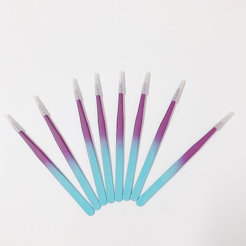 Two-Color Gradient Stainless Steel Anti-static Tweezers with Pointed and Bent Tips for Hair Removal and Eyelash Extension