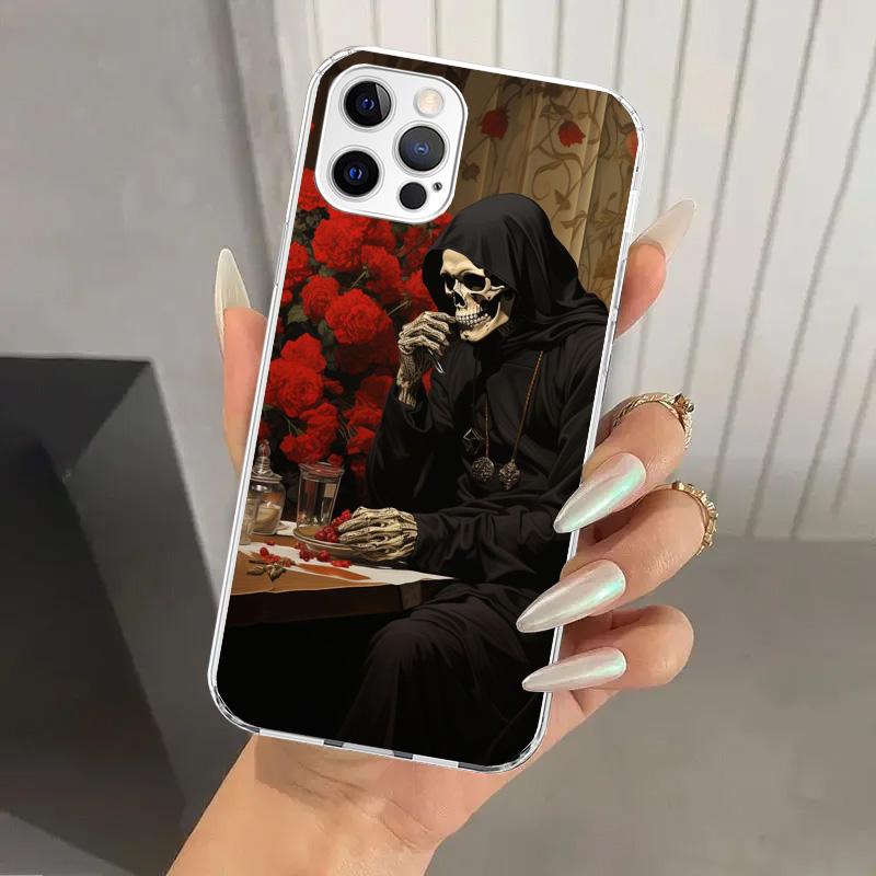 Reaper Skull Skeleton Gun Phone Case for Iphone 17 Air 16 15 Plus 14 13 Mini 12 11 Pro Max 16E 7 8 SE 2020 Soft Funda Print Shel
