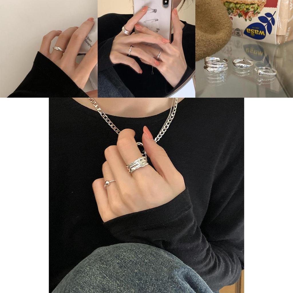 Unique Korean Style Smiley Face Geometric Open Adjustable Ring For Women Fashion