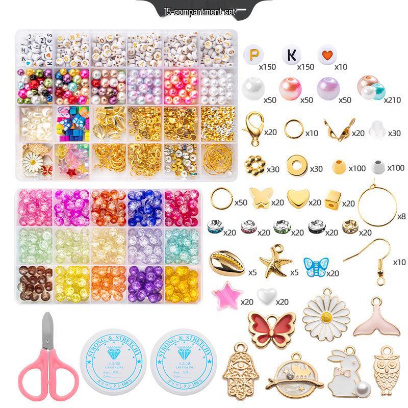 8mm Crackle Bead Bracelet Set: DIY Jewelry Flower Bead Accessories, Lampwork Crystal Loose Beads.