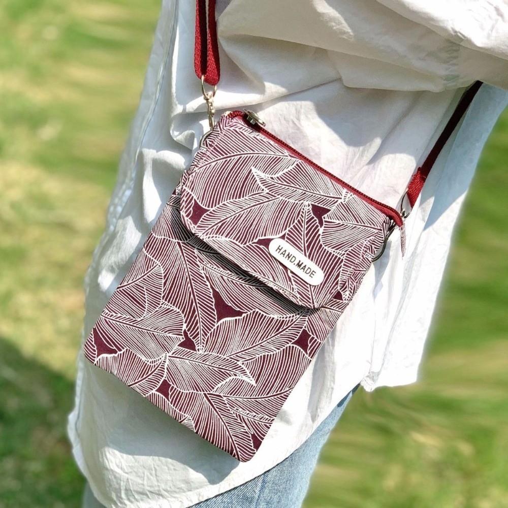 Leaves Mobile Phone Bag Pastoral Women's Messenger Bag Fashionable Phone Crossbody Bag  Lady