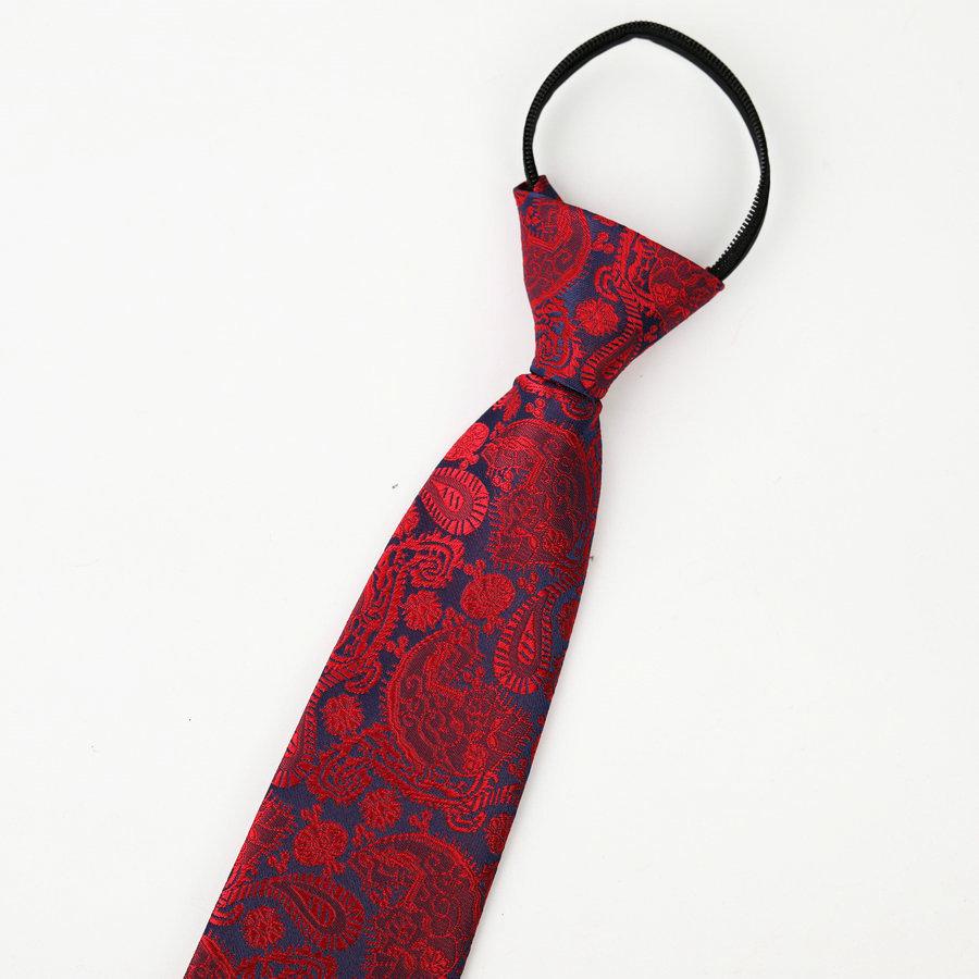 Men's No-Iron Zipper Striped Formal Tie with Logo, 8cm