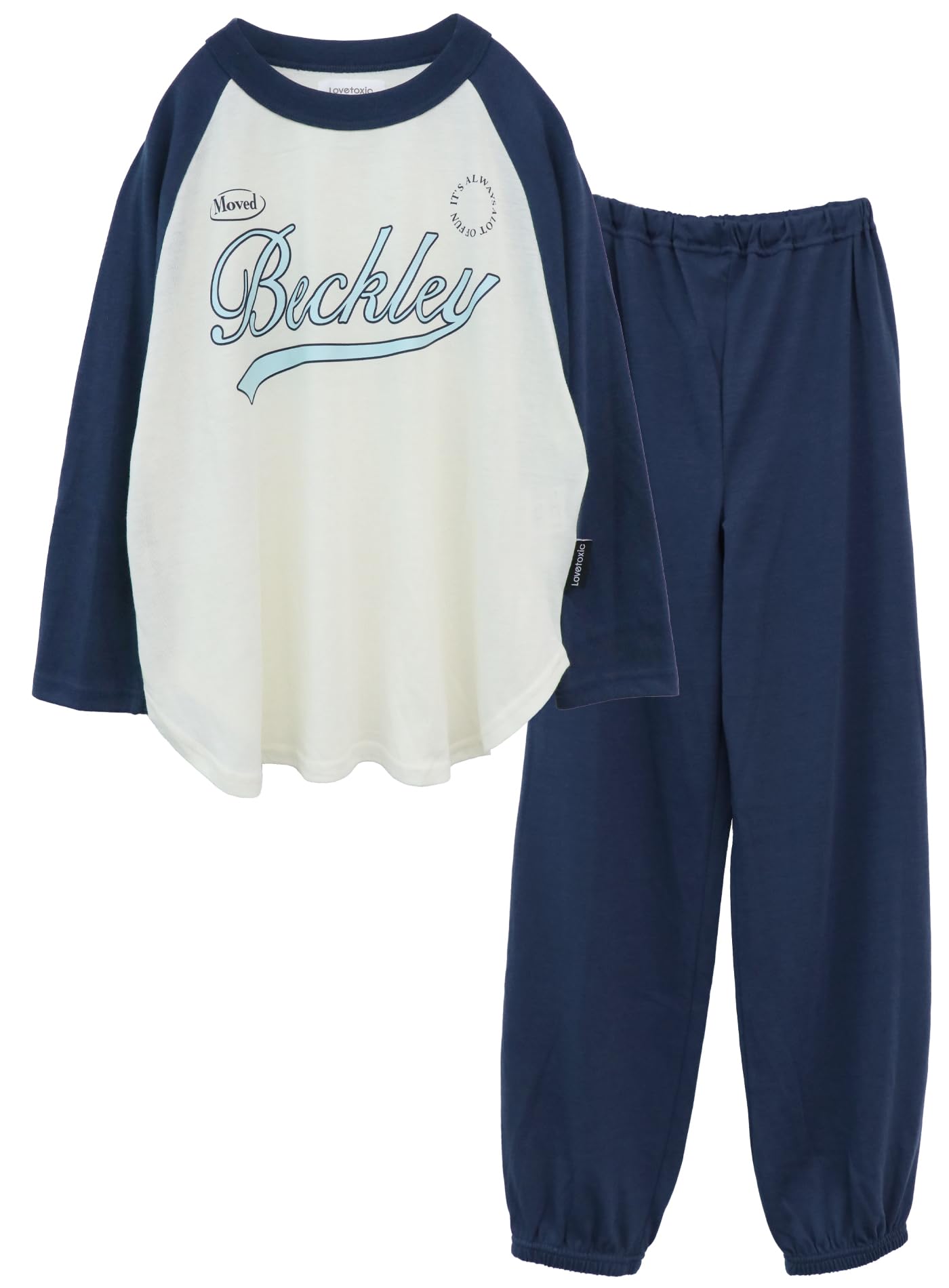 

Kaituck Family LOVETOXIC Loungewear Pajamas, Long Sleeve, Raglan Sleeves, Spring/Autumn, Sizes 140cm, 150cm, 160cm (140cm, Navy)