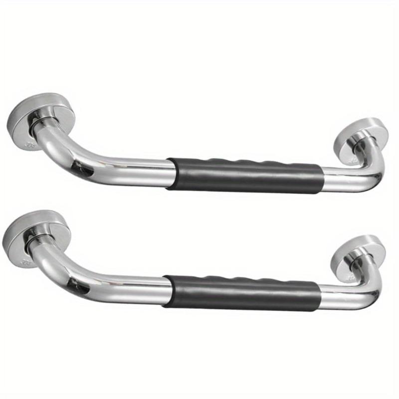 Shower Handle for Seniors, Bathroom Safety Grab Bar, 2 Piece 13.77 Inch Stainless Steel Non-Slip Shower Safety Grab Bar with Silicone Handle