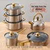 12-Piece Non-Stick Stainless Steel Cookware Set with Gold Handles and Kettle
