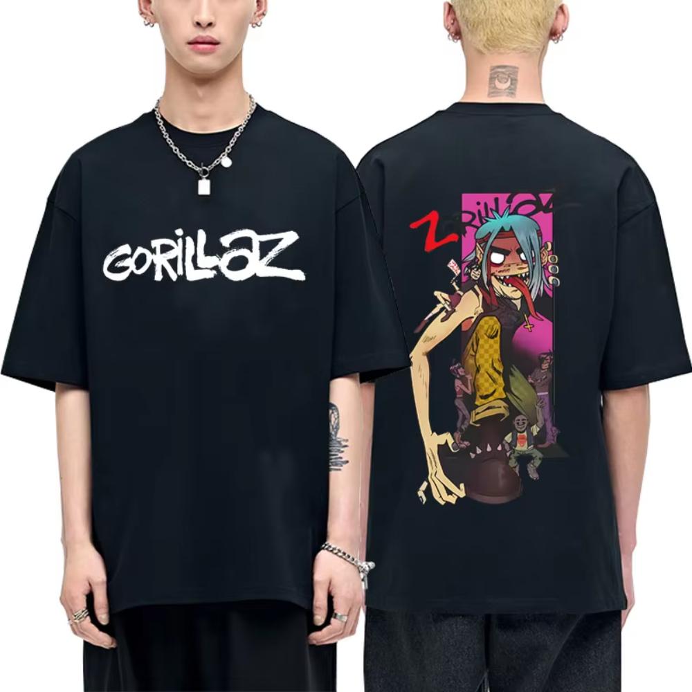 Gorillaz Band T-shirt Men Women's Rock Fashion Oversized Streetwear Female High Quality Soft Cotton Short Sleeve Tshirt