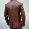 Genuine Lambskin Leather Stylish Formal Design Casual Brown Men's Trench Coat