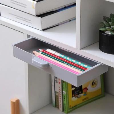 1pc Non Perforated Adhesive Storage Box, Cabinet Sorting Box, Hidden Drawer Storage Box Under The Office Desk