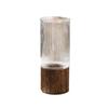 Elegant Transparent Flower Vase Wooden Base Hydroponic Flower Pot Glass Vase  Home