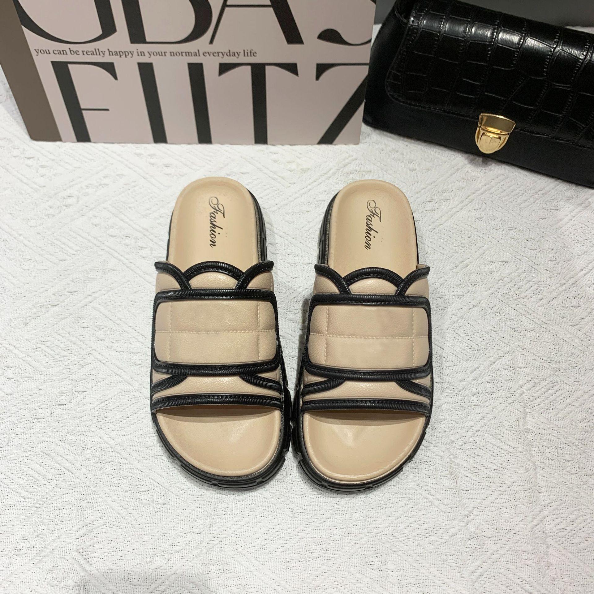 

Women s slippers outer wear summer new fashion thick-soled sandals fairy wind seaside vacation beach shoes 40 хакі