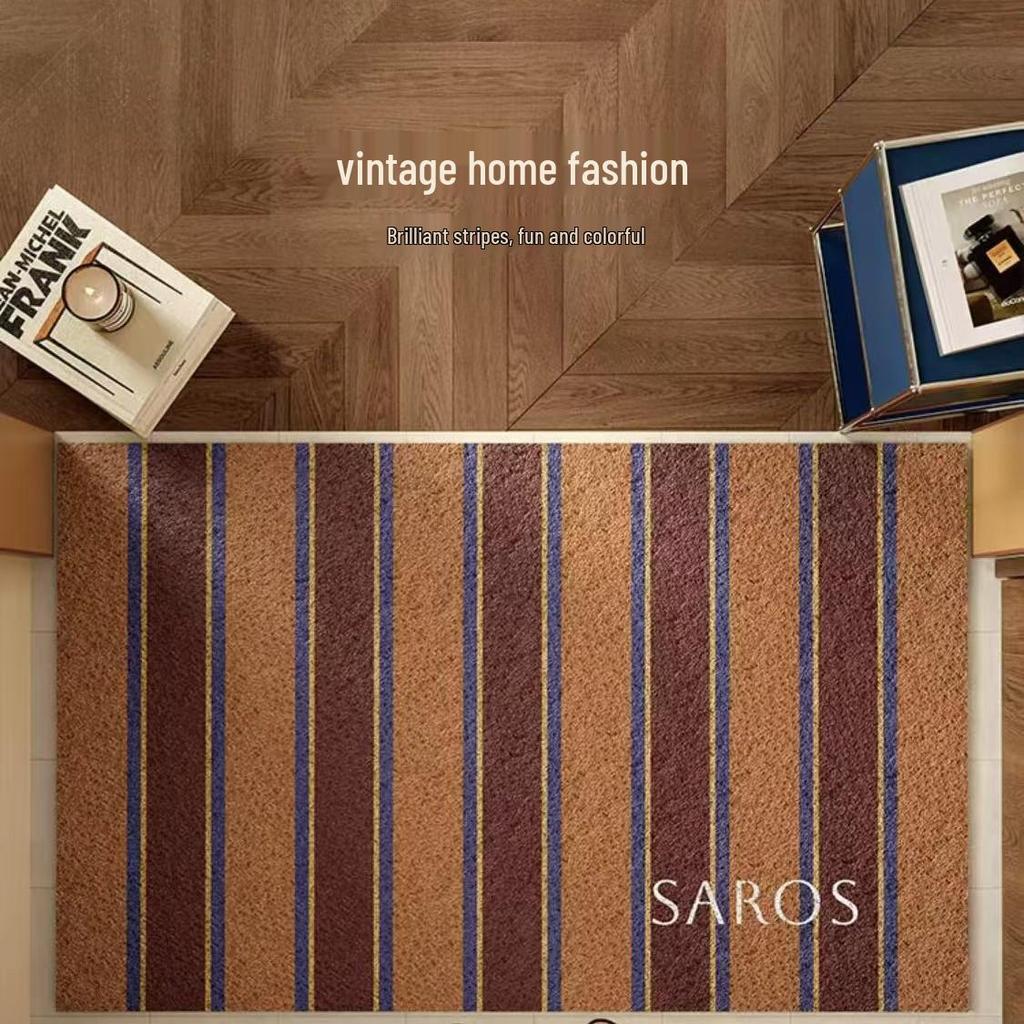 Stripe Coir Door Mat: Non-slip, Wear-Resistant, Dirt-Resistant, Cuttable Entrance Mat for Home and Hallway