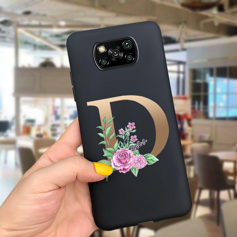 For Xiaomi Poco X3 NFC Case Soft Silicone TPU Cute Letter Back Cover For Xiaomi Poco X3 Pro Bumper PoxoX3 NFC Phone Cases 6.67''
