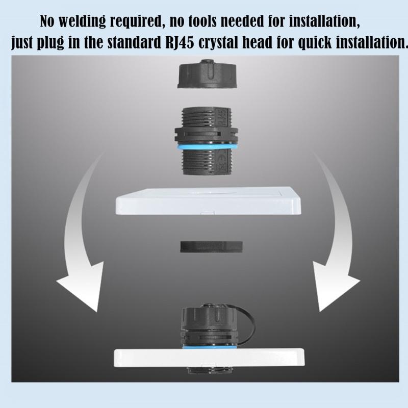 M23 RJ45 Cat6 Connector Simple Assembly Shielded RJ45 Cat6 IP68 Resistant Coupler Combines Two Ethernet Cables