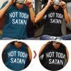 Stylowy Damski T-shirt 'Nie Dziś Szatanie' Wygodny Codzienny Top z Krótkim Rękawem i Dekoltem V
