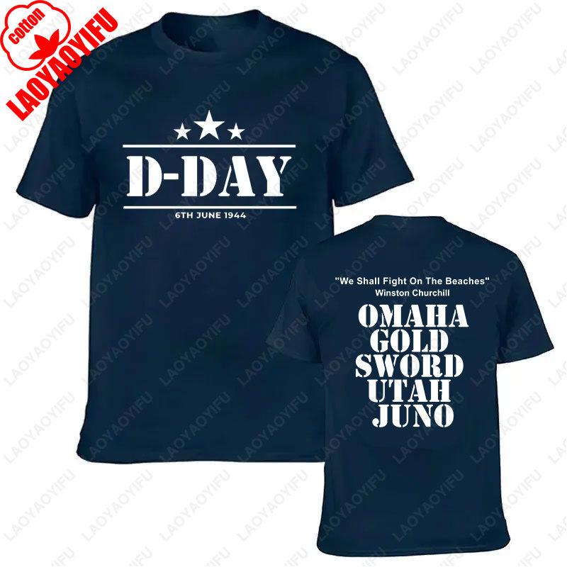 2025 DDAY 1944 ARMY NORMANDIA MILITARE CHURCHILL SPIAGGE DIVERTENTE T-SHIRT Abbigliamento Uomo T-shirt con Stampa Vintage Cotone T-shirt da Uomo