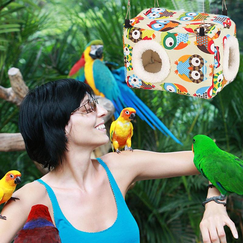 Parrot Warm Nest Thick Bird Bed Warm Snuggle Hut Washable Bird Nest House Parrot Hideway Bed Sleeping Bed For Parrot Parakeet