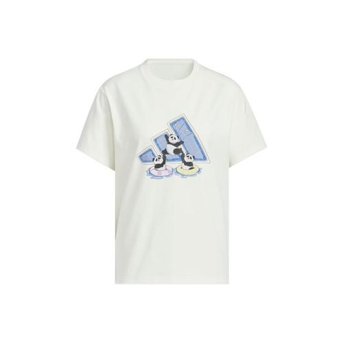 adidas Sports Lifestyle Crew Neck Casual Short Sleeve T-Shirt for Women, White L