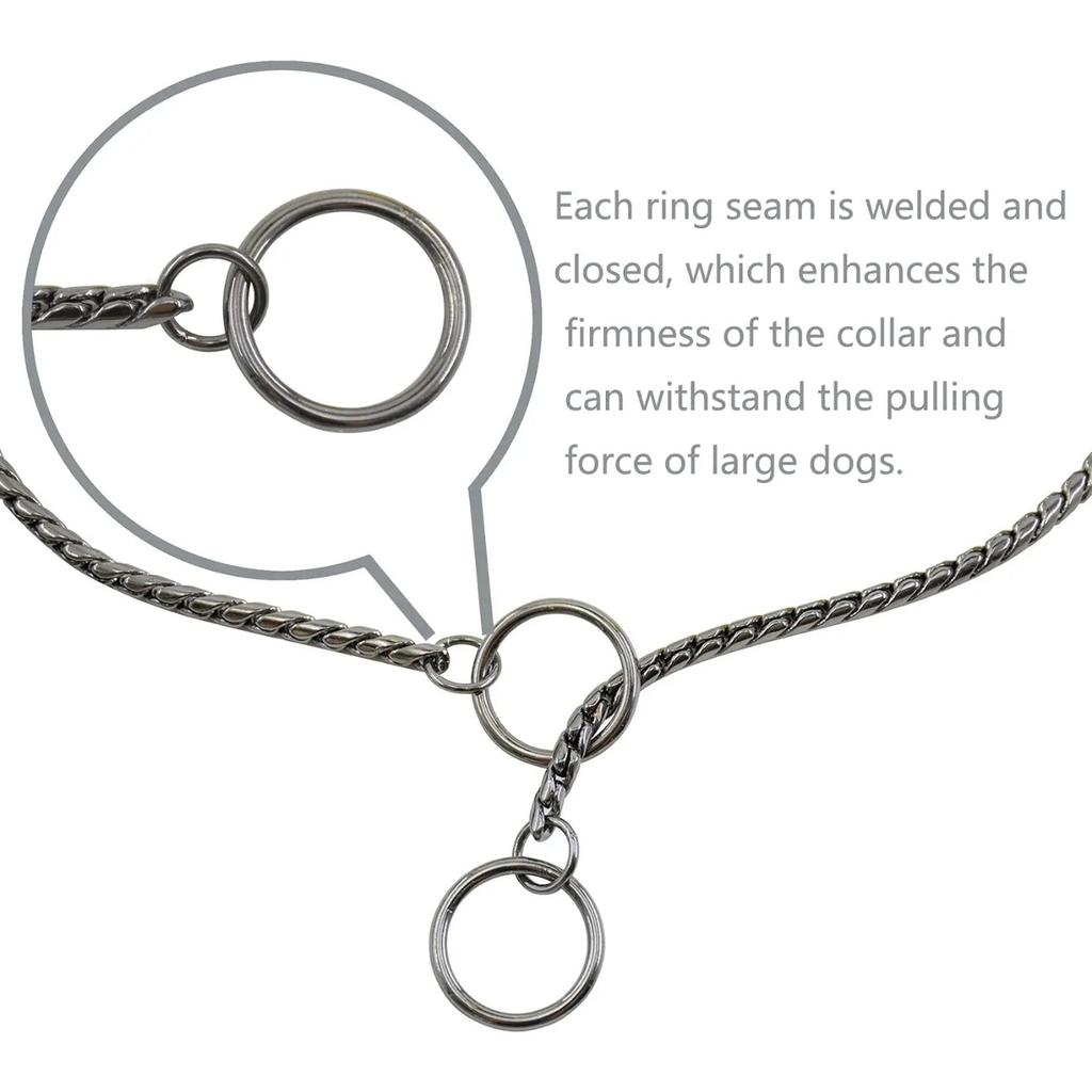 Heavy Duty Dog P Chain Choke Collar Slip Snake Collar Plating Anti-Rust Training Collars for Small Large Dogs Black Gold