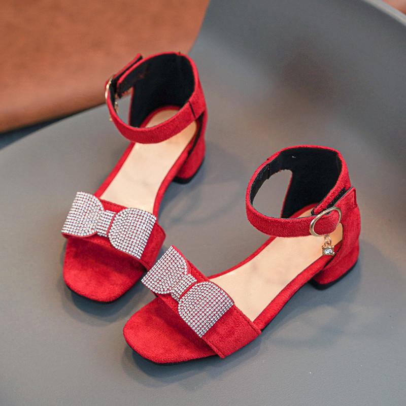 

*Fashionable and Lightweight Children s Soft Rhinestone Comfortable Flat Sandals Summer Fashion Princess Elegant Casual Sandals 27Insole 17cm червоний
