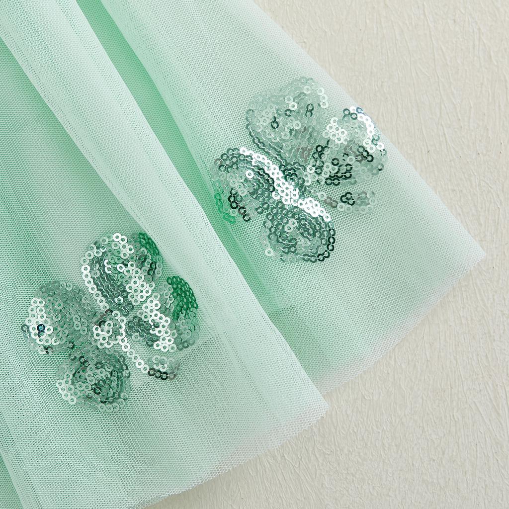Toddler Girls 2Pcs Spring Outfits Short Sleeve Letter Print Sweatshirt + Tulle Skirt Set Kids Irish Clothes