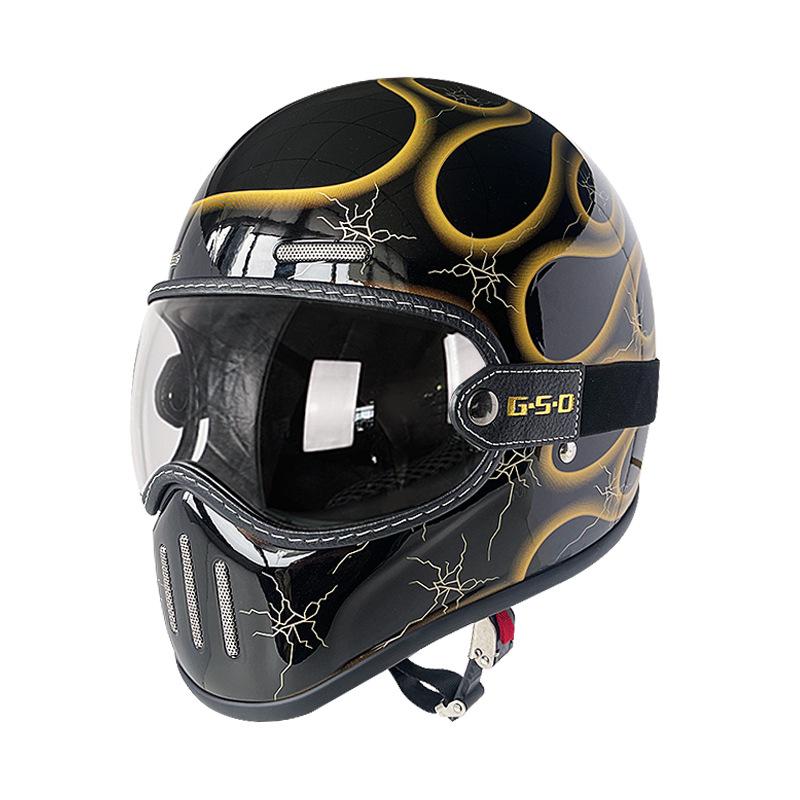 Fiberglass Retro Full Face Motorcycle Helmet for All Seasons - Unisex Winter Safety 3C Certified
