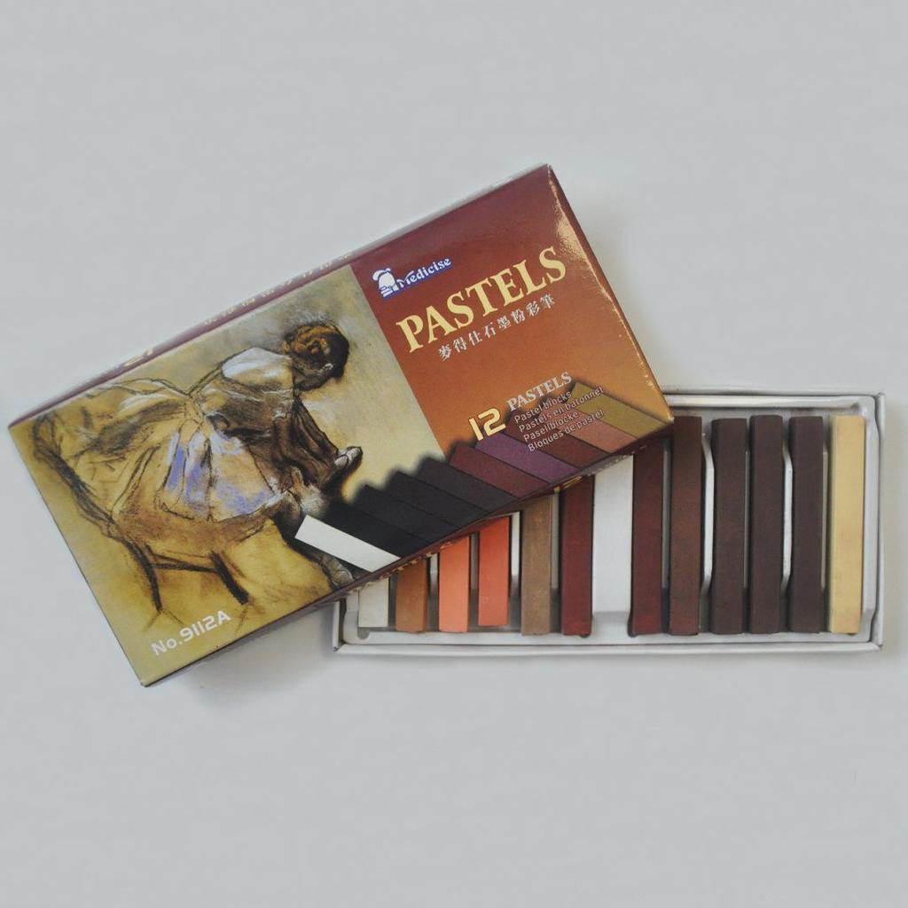 Profesjonalny zestaw 12 kolorów grafitowych pasteli w sztyfcie do szkicowania i tworzenia artystycznego