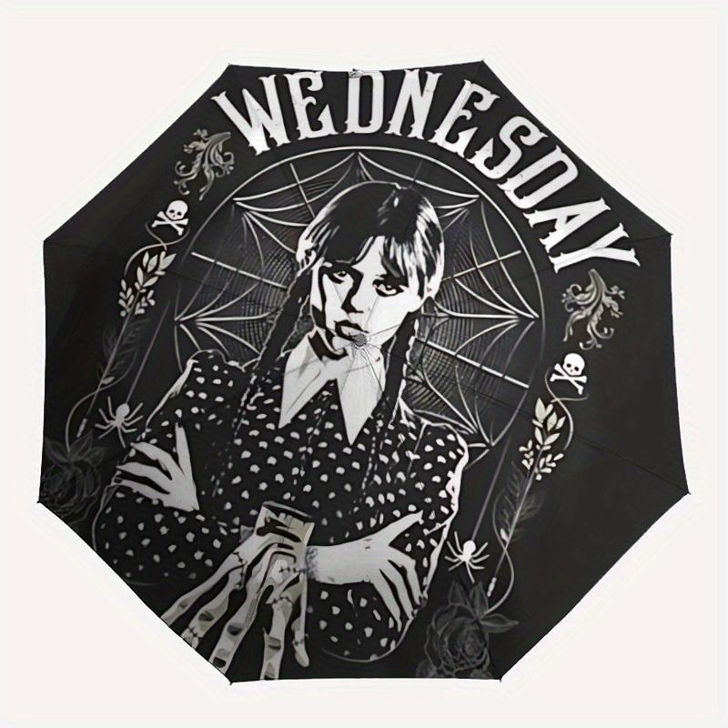 

1pc Wednesday Addams Automatic Umbrella 8-Bone Design Compact Gear for Outdoor Travel, Perfect Gift for Friends or Family yy280828190