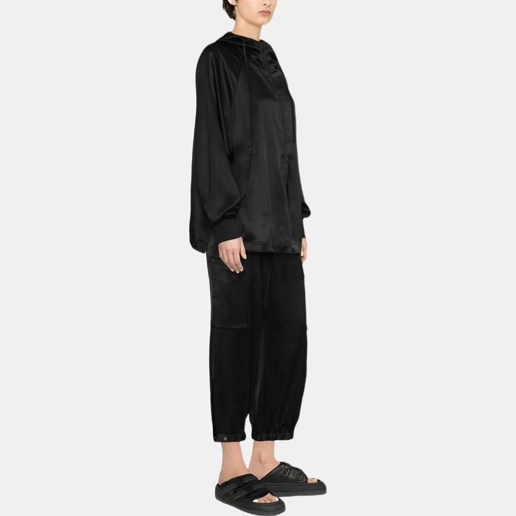 Y-3 Einfarbig Taille gerafft Mehrere Taschen Lässige Lange Hosen Damen Hosen Schwarz H63038