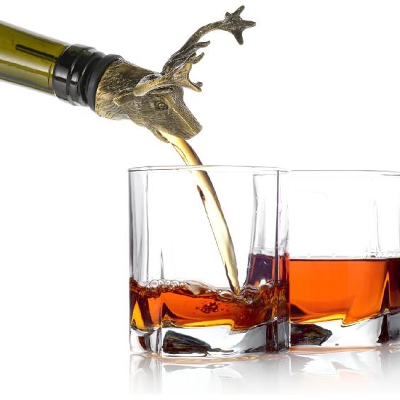 Happyyami 1pc Elk Head Wine Pourer Decorative Bottle Stopper Retro Zinc Alloy Spout for Smooth Pouring Premium Quality Wine Accessory for Bartenders