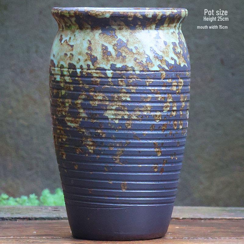 Handmade Coarse Ceramic Succulent Planter, Orchid Breathable Zisha Pot, Old Tree Design, Tall Rose Pot.