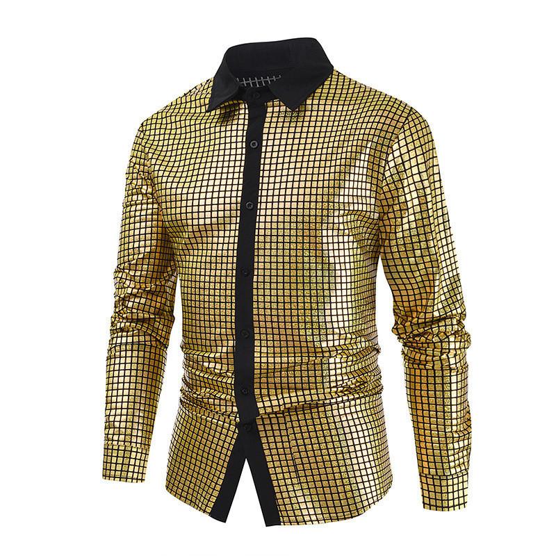 Formal Long Shiny Sleeve Shirt With Glitter Buttons For Anime And Cosplay Fans