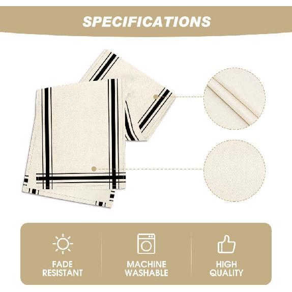 Artoid Mode Black Simple French Stripe Table Runner, Seasonal Spring Summer Kitchen Dining Table Decoration for Home Party Decor 13x72 Inch