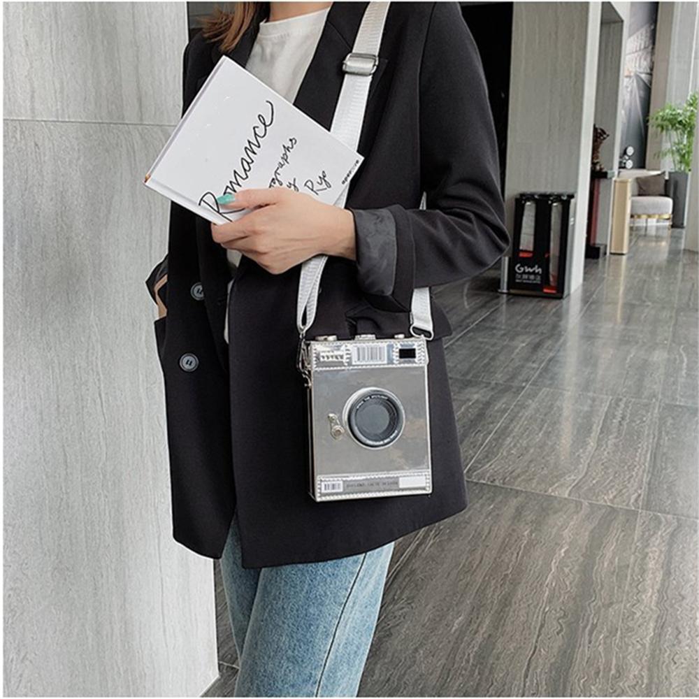 Moda casual personalidade criativa alça de ombro larga câmera pequena bolsa quadrada moda simples bolsa de ombro único bolsa crossbody