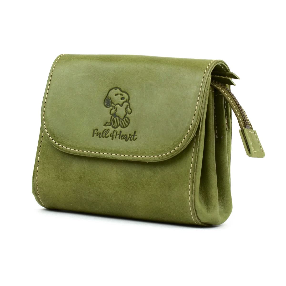

PEANUTS Mini Wallet Wallet Pouch Compact Wallet Genuine Leather Himeji Leather Full of Heart 73342 [Peanuts] Women s (GREEN) зелений