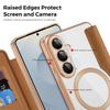 For Samsung Galaxy S26+ Magnetic Case RFID Blocking Card Holder Rhombus PU Leather Phone Cover with Lens Film