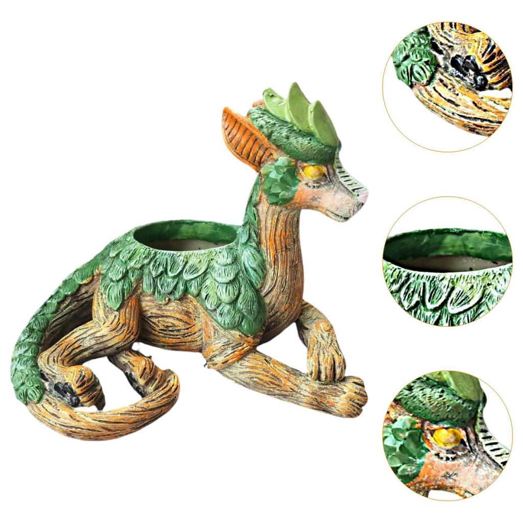 Dragon Statue Plant Containers Gift Dragon Flower Pot for Desk Garden Home