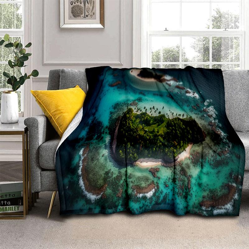 2025 New Style Sea Water Beach Reef 3D Nature Scenery Blanket,Soft Throw Blanket for Home Bedroom Bed Sofa Travel Picnic Cover