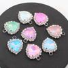 Factory Direct Sales of 10 Pieces of 16 * 20mm Mocha Peach Heart Water Diamond Button Flat Bottom with Loop DIY Clothing Necklac
