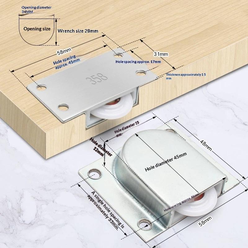 Sliding Door Wheels Pulley Rollers Stainless Steel Furniture Hardware Wardrobe Sliding Door Adjustable Wheels
