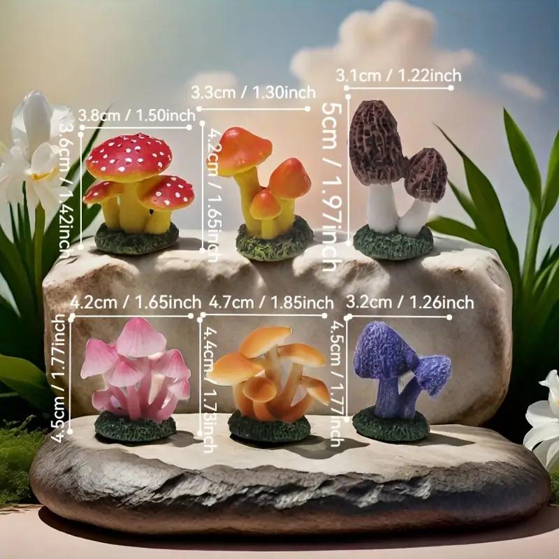 6Pcs Miniature Simulation Mushroom Model, Home DéCor Crafts, Fairy Garden, Mini Landscape, Diy Decorative Figurines Home Decor