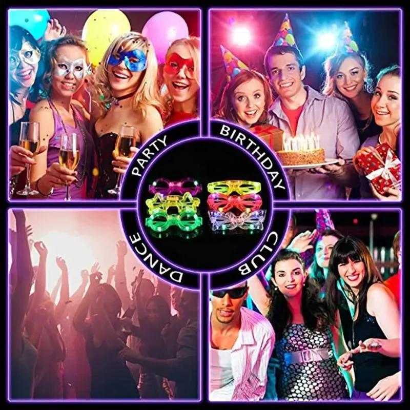 1-60 SZT Świecące w Ciemności Okulary Hurtowe Okulary LED Świecące Dekoracja Ślubna Upominki na Przyjęcie Świecące Okulary dla Dzieci Dorosłych Zaopatrzenie na Przyjęcie