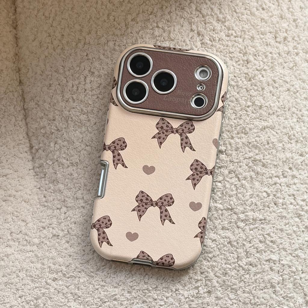 Leopard Print Bow iPhone 17 Apple 16 Pro Max Phone Case Suitable for 15, 13, Sweet and Cool Retro 14 Leather Cover