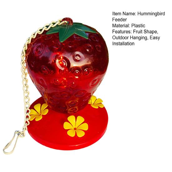 Strawberry Shaped Hummingbird Feeder Outdoor Hanging Red Birds Feeding Station for Window Garden Deck Yard Balcony Decor