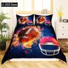 Kids Ice Hockey Duvet Cover Full Hockey Player Pattern Bedding Set Winter Sports Theme Quilt Cover for Youth Teen Boy Room Decor
