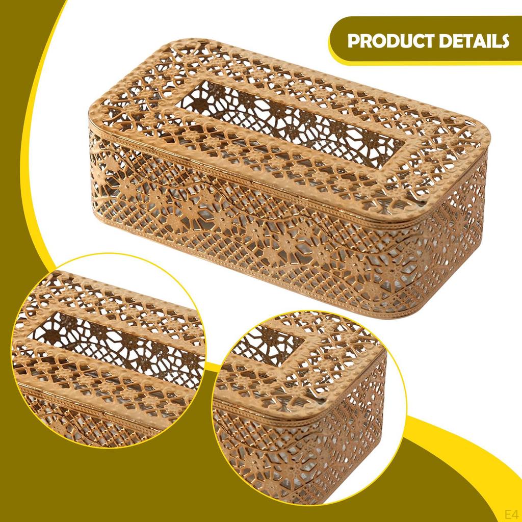 Tissue Box Cover Container Iron Art Rectangle Facial Paper Napkin Holder for Bar Home