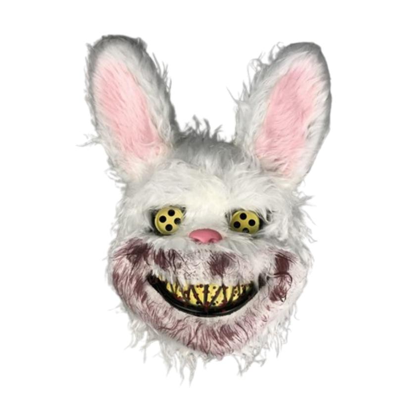 Evil Blood Bunny Plush Mask Halloween Scary Bear Bunny Mask Mardi Gras Halloween Party Role Play Dance Masquerade Mask
