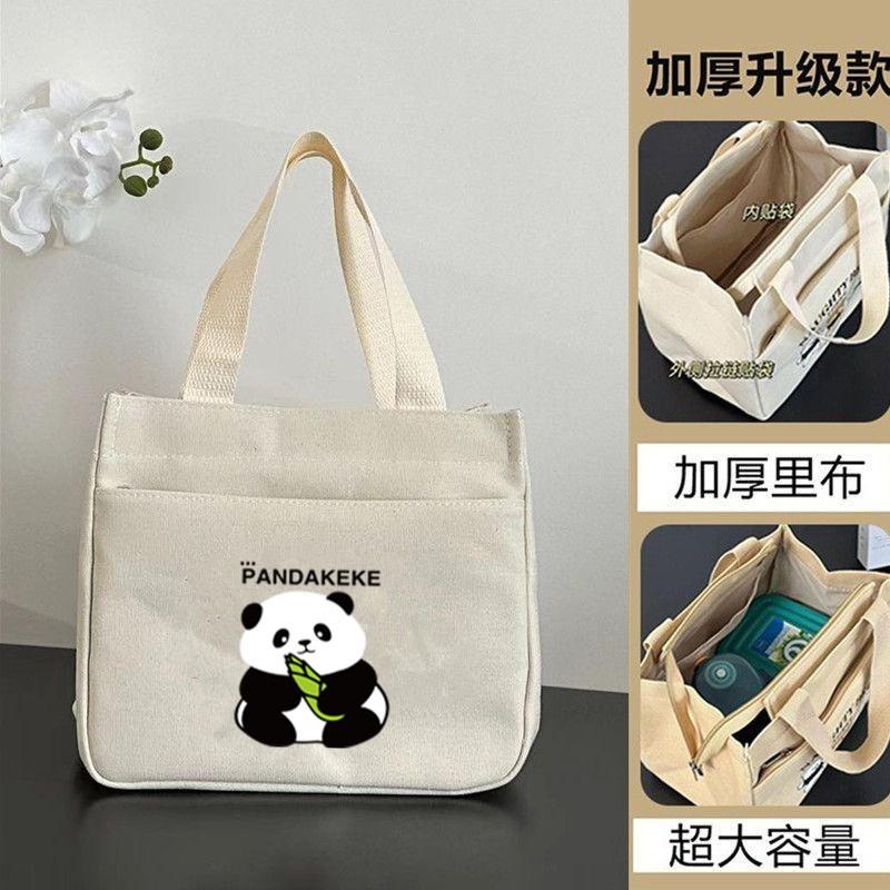 Canvas handbag large capacity simple office worker cartoon versatile lunch box mommy with rice bento bag