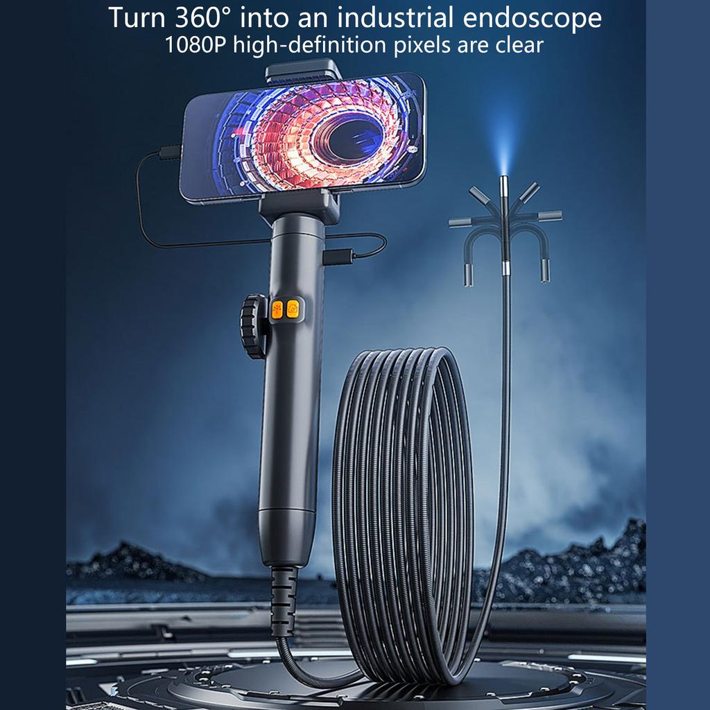 Flexible Snake Endoscope Camera Industrial Endoscope Inspection Camera 6mm Lens Borescope Camera with Adjustable Light